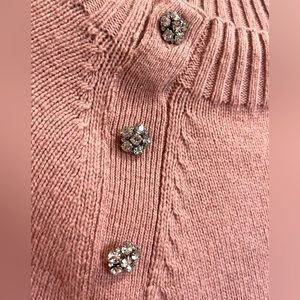 J Crew size M pink sweater with jewel buttons